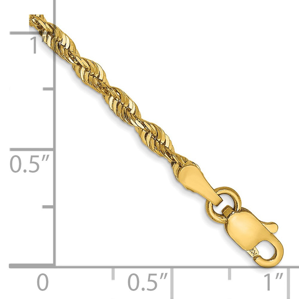 14K 9 inch 2.5mm Ultra Diamond-cut Rope with Lobster Clasp Anklet