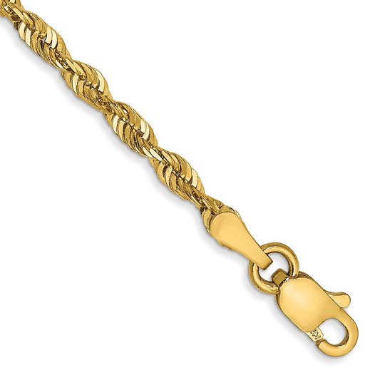 14K 7 inch 2.5mm Ultra Diamond-cut Rope with Lobster Clasp Chain