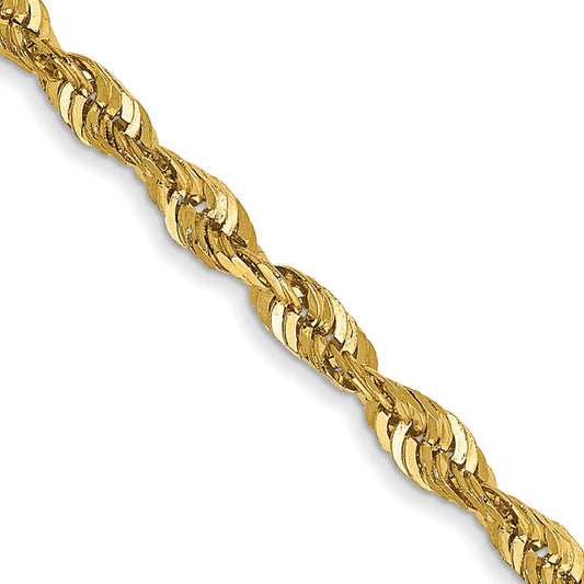 14K 18 inch 2.5mm Ultra Diamond-cut Rope with Lobster Clasp Chain