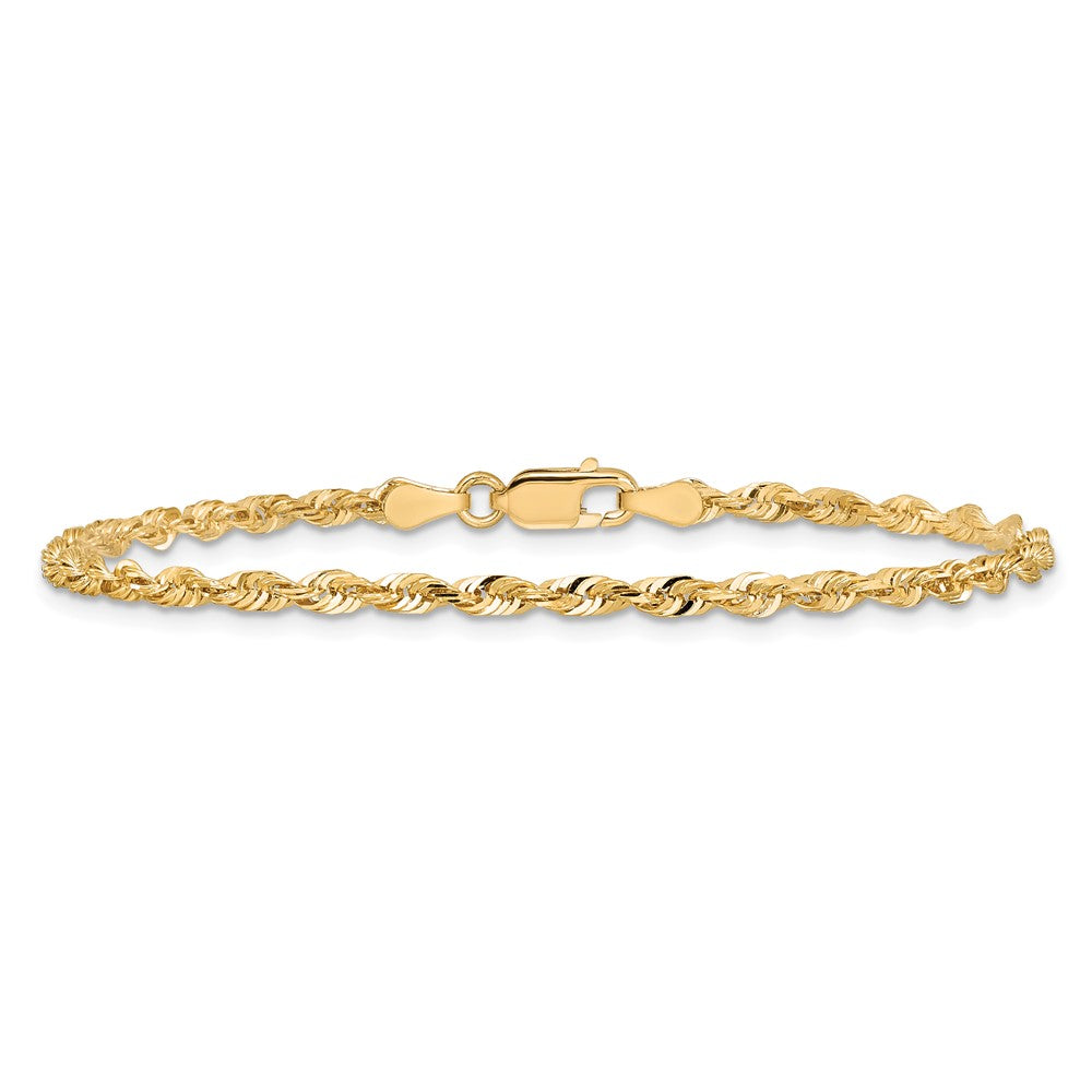 14K 8 inch 2.75mm Ultra Diamond-cut Rope with Lobster Clasp Chain
