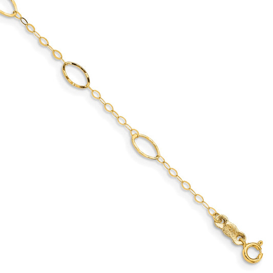 14k Oval Design Diamond-cut Bracelet