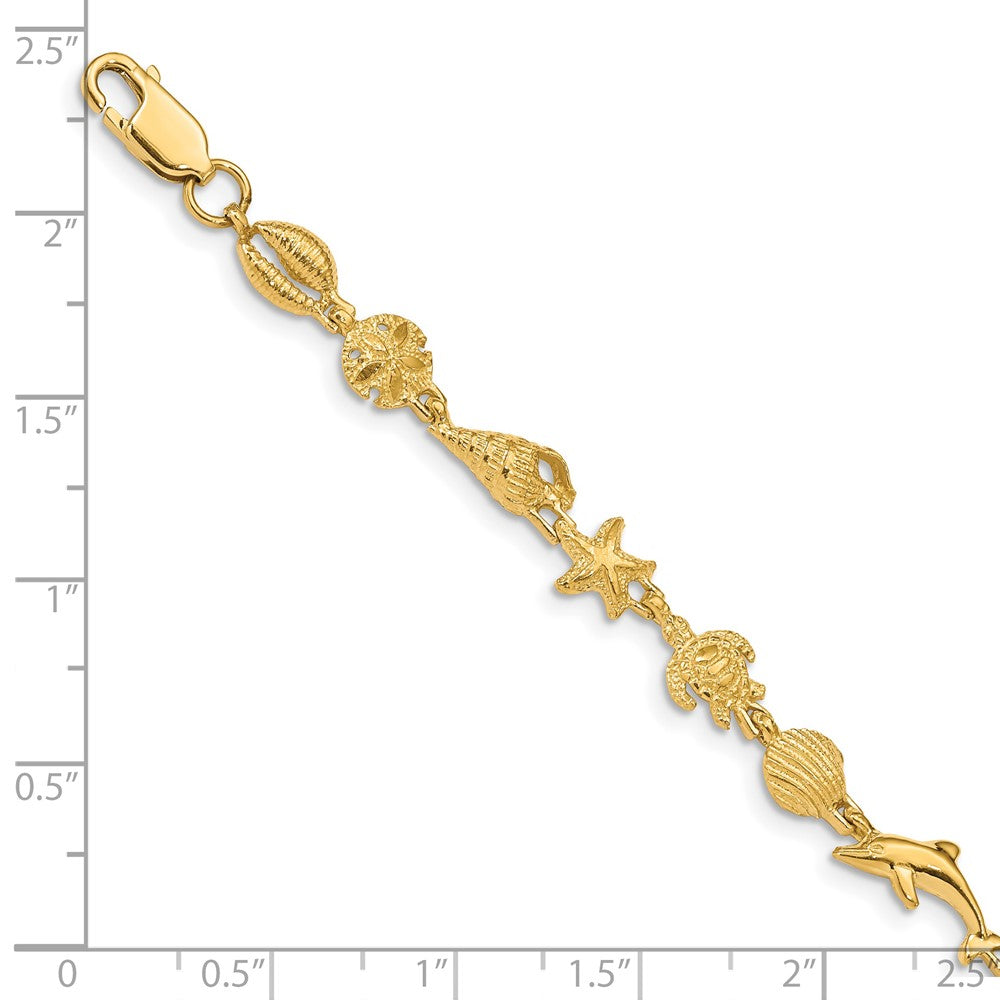 14K Gold Polished and Textured Bracelet