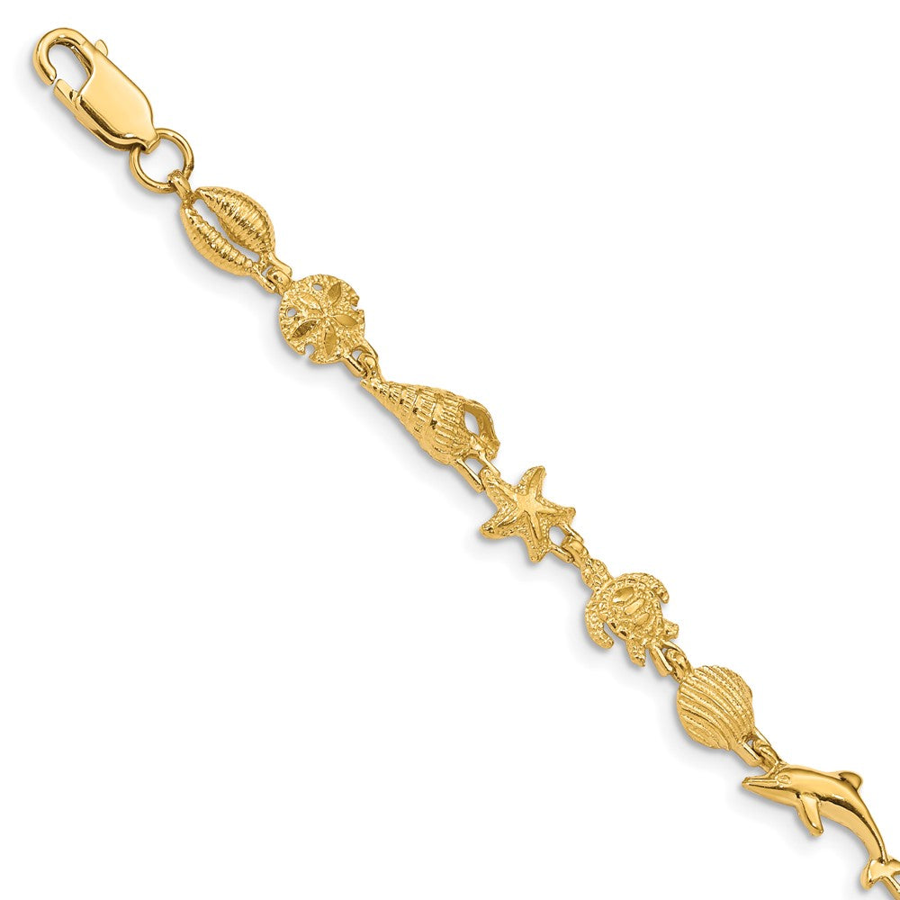 14K Gold Polished and Textured Bracelet