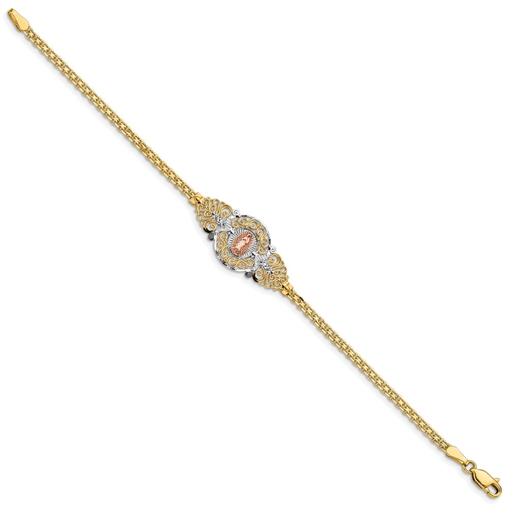 14k Two-Tone w/Rhodium Our of Guadalupe Bracelet