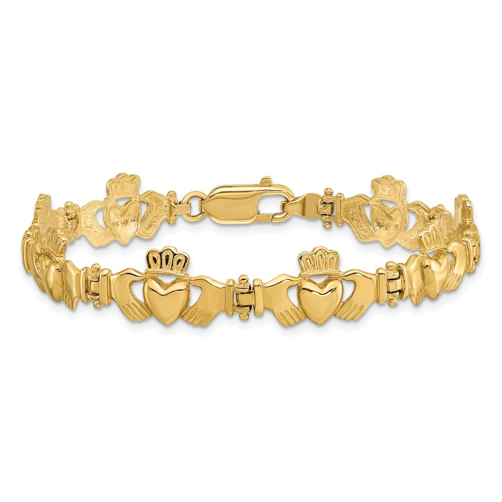 14k Polished Claddagh Link Bracelet