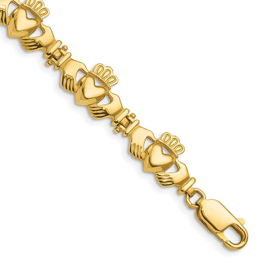 14k Polished Claddagh Link Bracelet