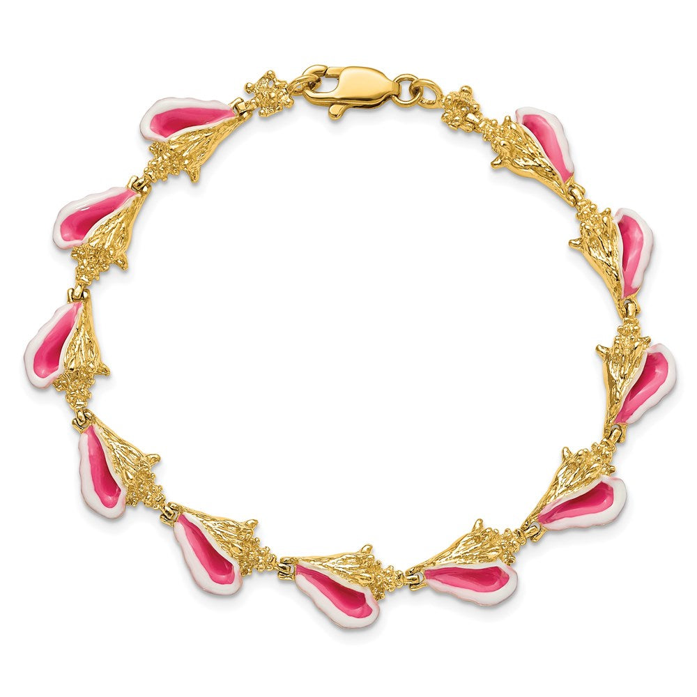 14K Enamel 3-D Conch Shell Bracelet
