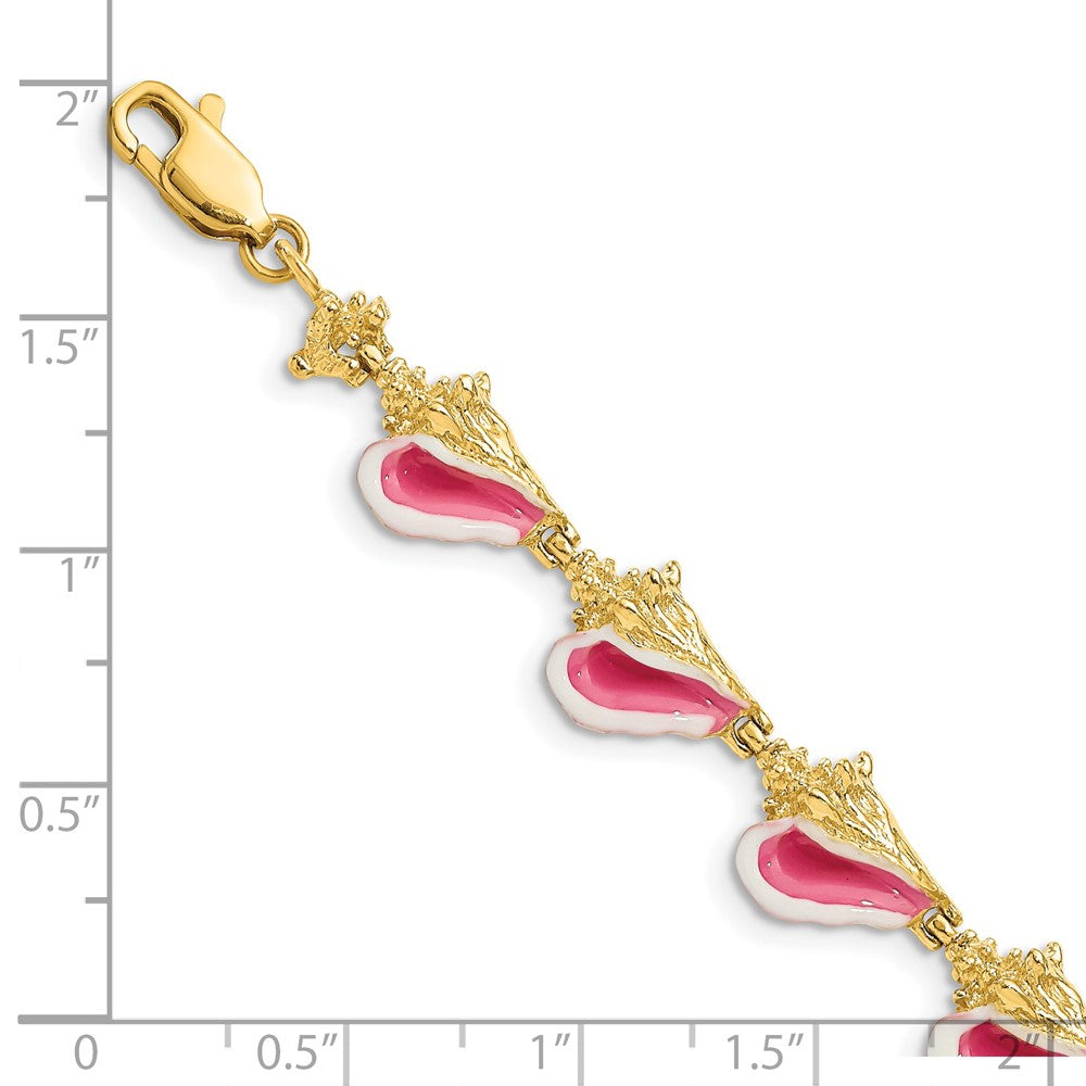 14K Enamel 3-D Conch Shell Bracelet