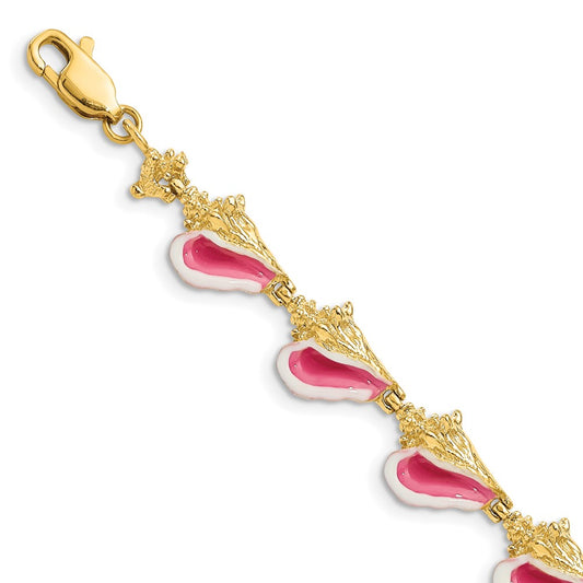 14K Enamel 3-D Conch Shell Bracelet