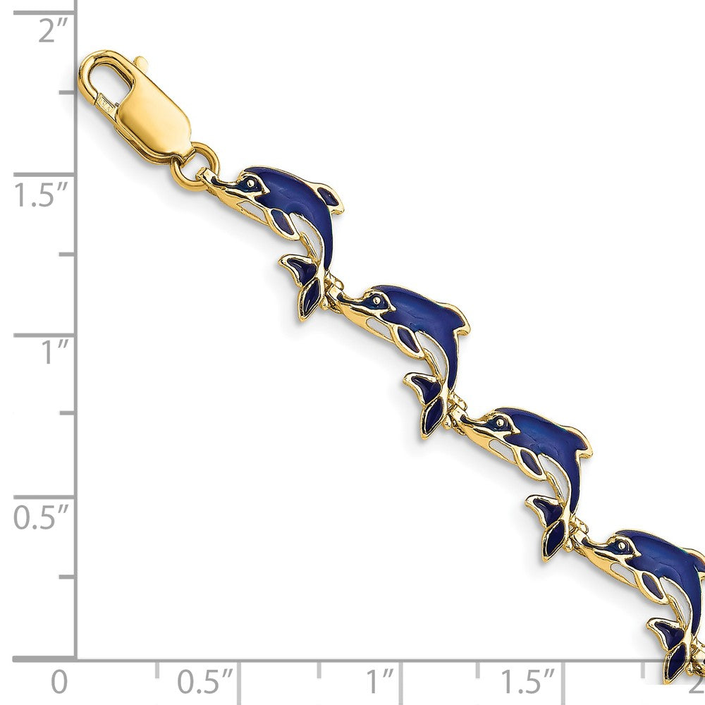 14k Enameled Dolphin Bracelet