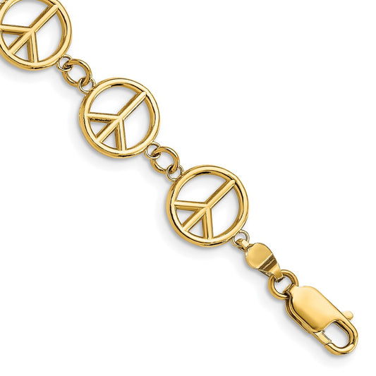 14k Polished Peace Sign Bracelet