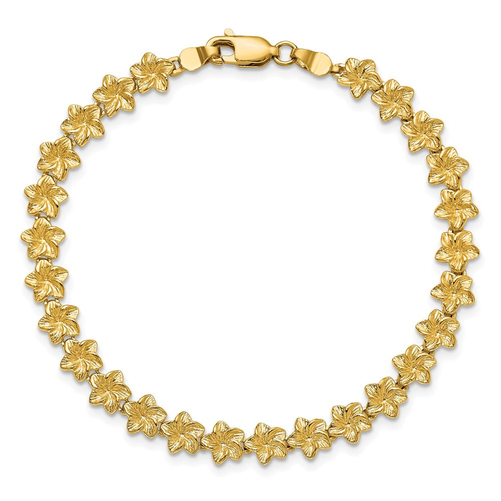 14K Plumeria Flower Bracelet