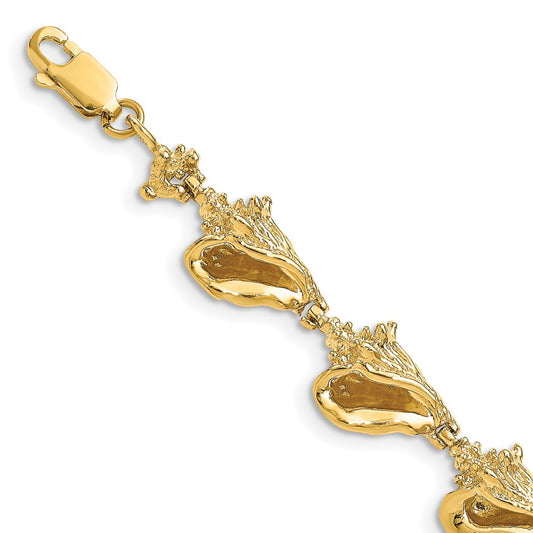 14k 3-D Conch Shell Link Bracelet
