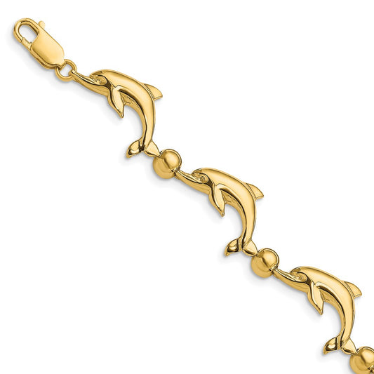 14k Polished Dolphin Bracelet