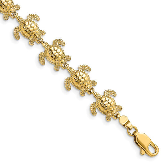 14k Polished Mini Sea Turtle Link Bracelet
