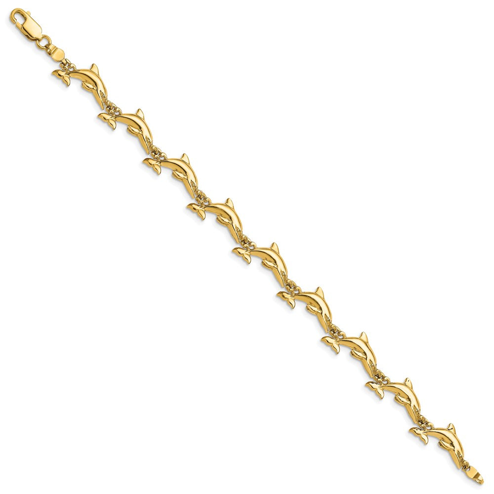 14k Polished 3-D Reversible Dolphin Bracelet