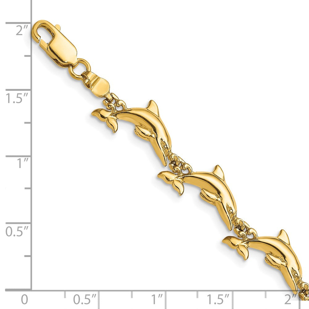 14k Polished 3-D Reversible Dolphin Bracelet