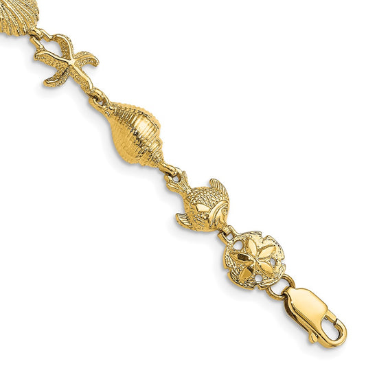 14k Nautical Combination w/ Dolphins Link Bracelet