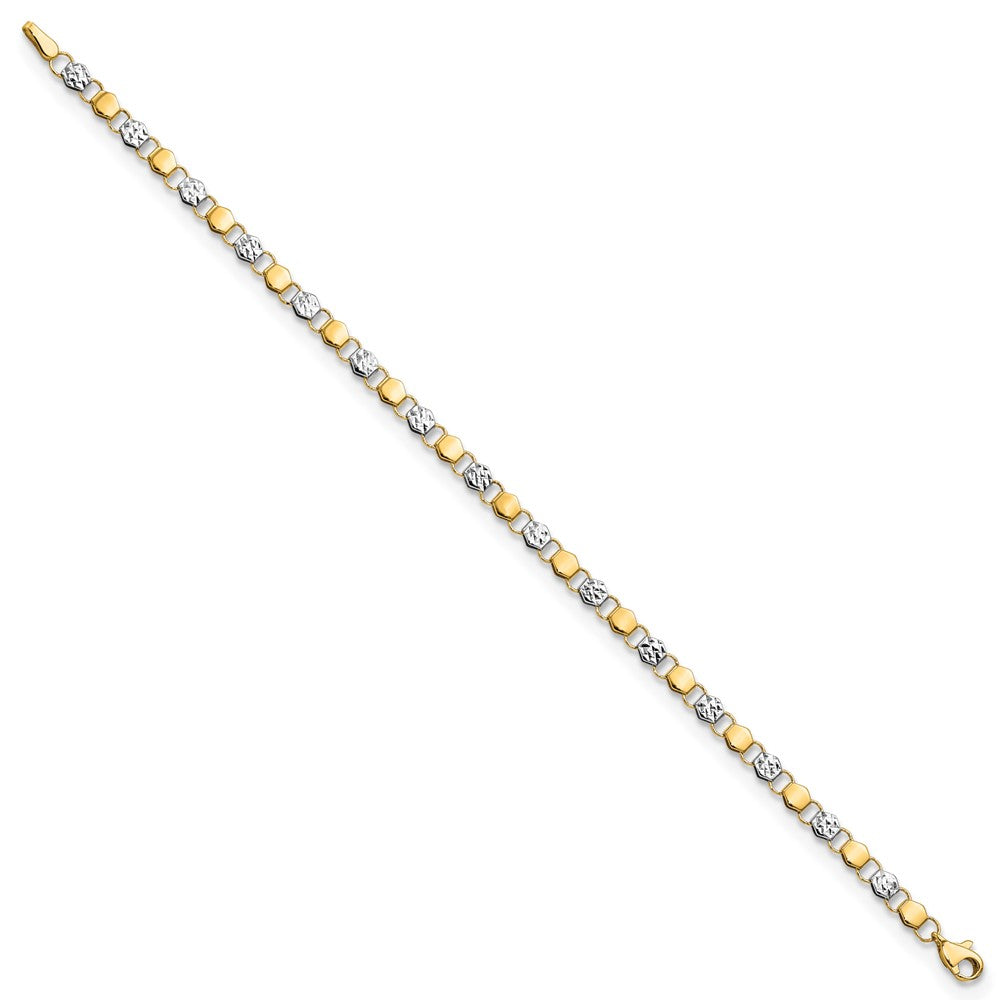 14K and White Rhodium D/C Fancy 7.5in Bracelet
