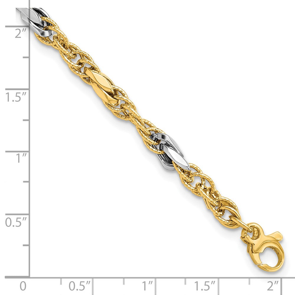 14K Two-Tone Polished Fancy Link Bracelet