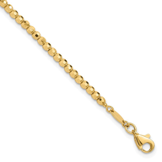 14K Polished and Diamond-cut Beaded Bracelet