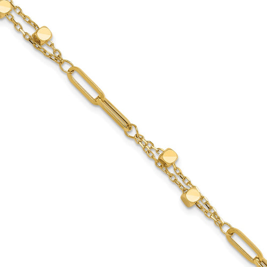 14K Polished Fancy Link with .5in ext. Bracelet