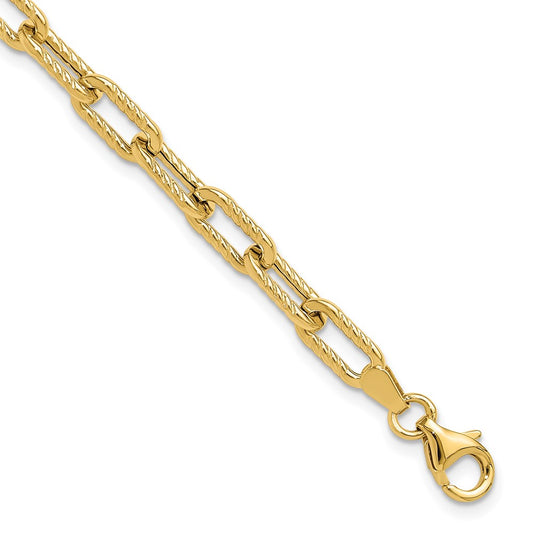 14K Polished and Textured Fancy Link Bracelet