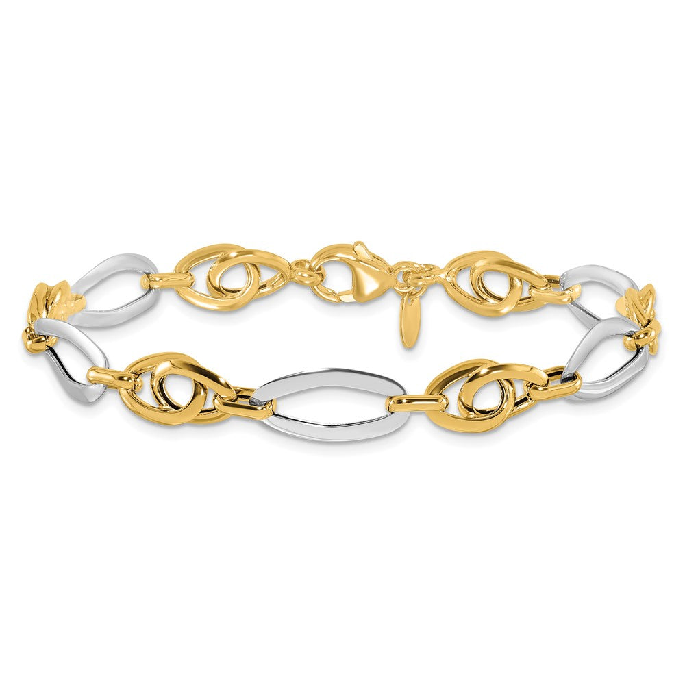14k Two-Tone Polished Fancy Link Bracelet