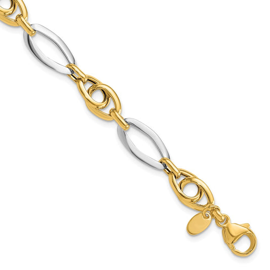 14k Two-Tone Polished Fancy Link Bracelet