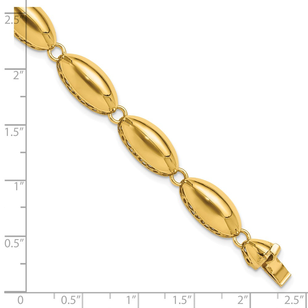 14k Polished Fancy Oval Link Bracelet