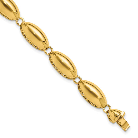 14k Polished Fancy Oval Link Bracelet
