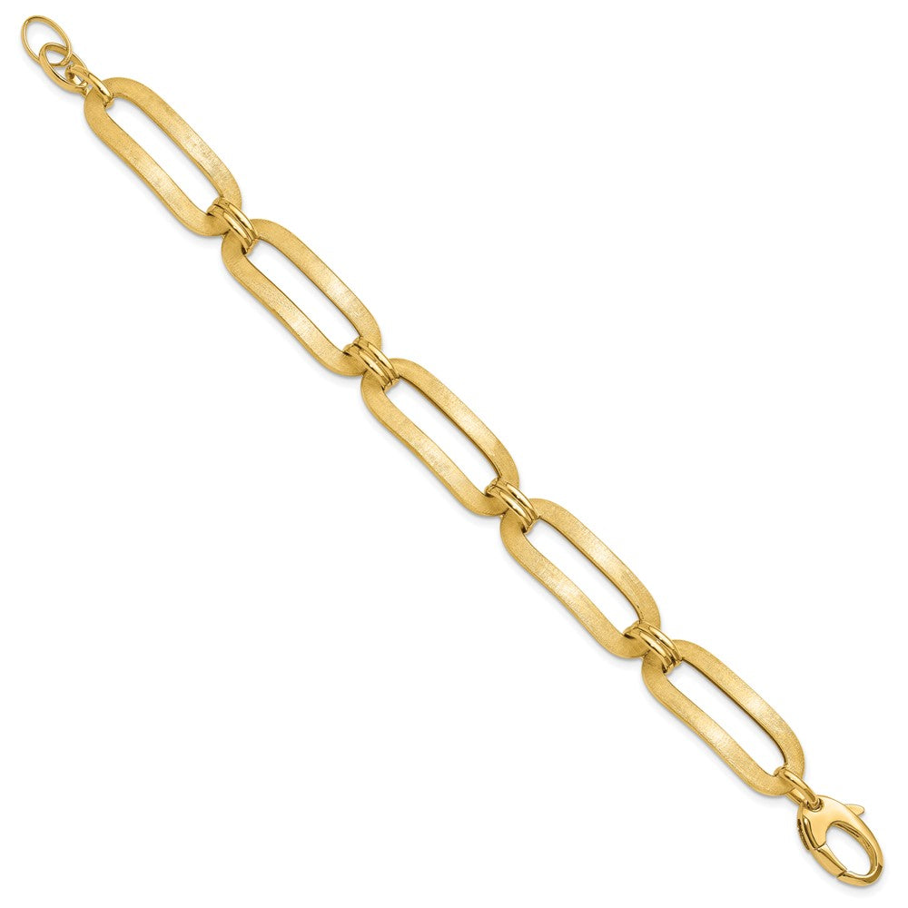 14K Polished and Brushed Fancy Link Bracelet
