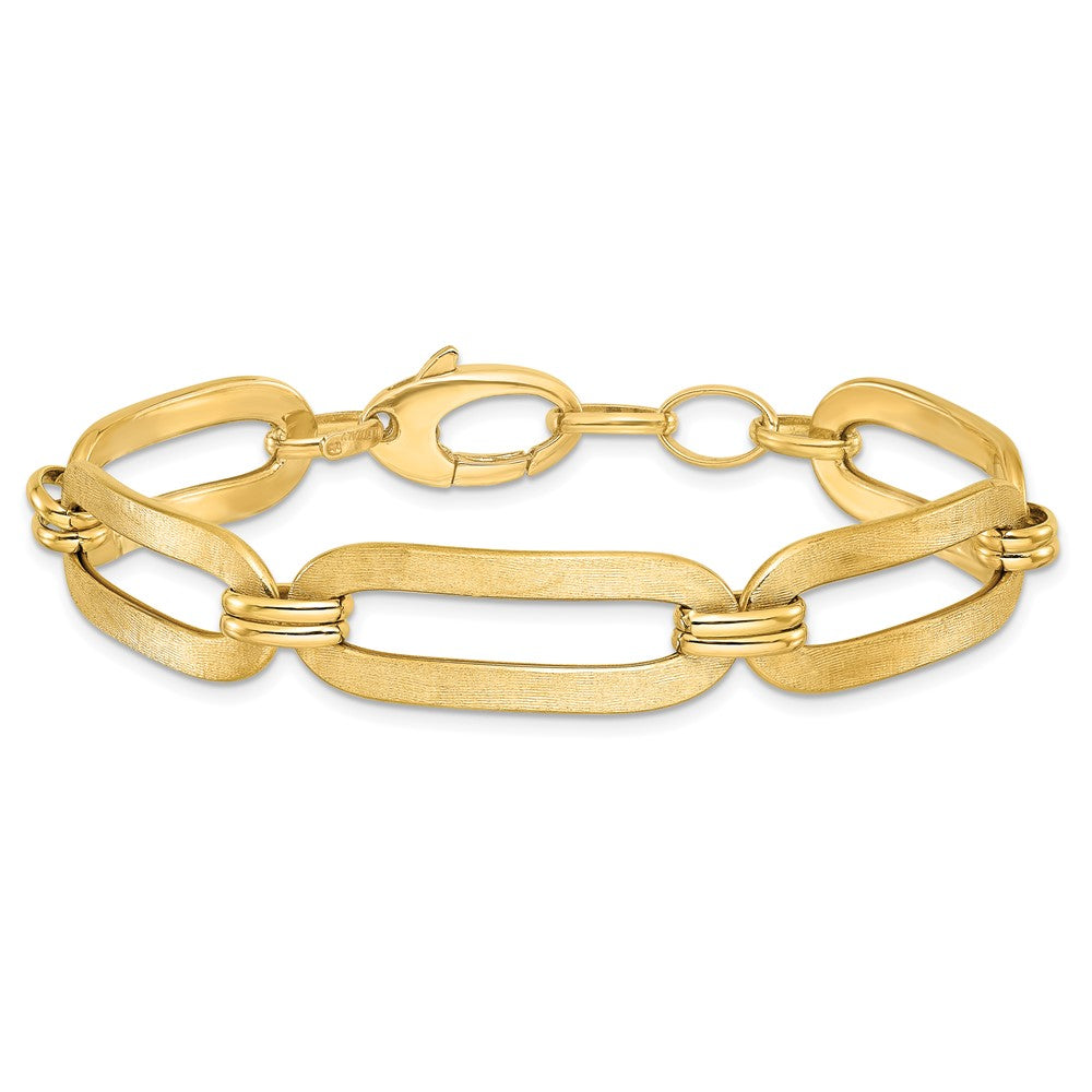 14K Polished and Brushed Fancy Link Bracelet