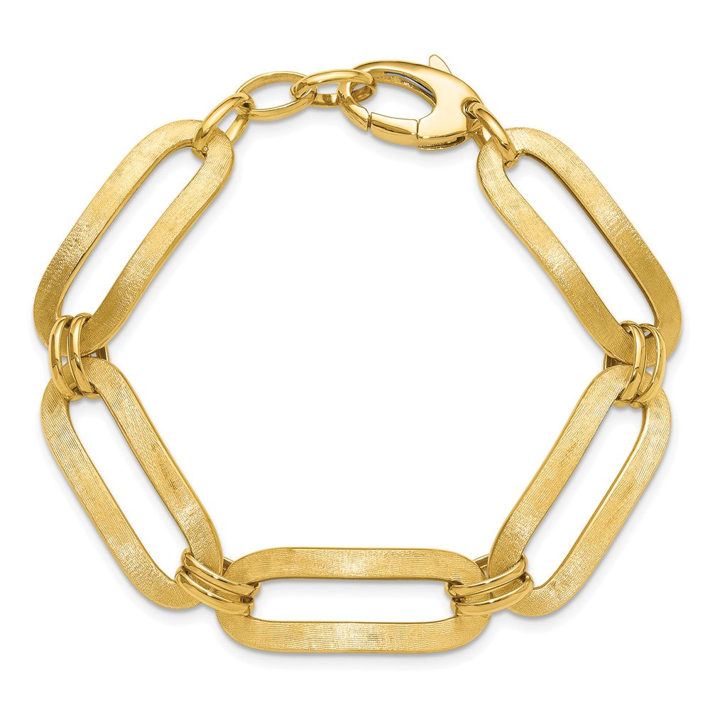 14K Polished and Brushed Fancy Link Bracelet