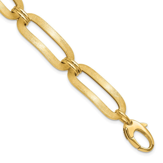 14K Polished and Brushed Fancy Link Bracelet
