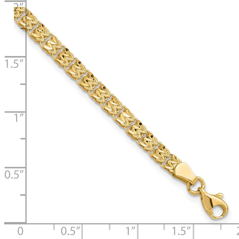 14K Polished and Diamond-cut Fancy Link Bracelet