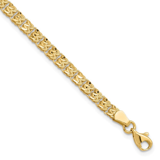 14K Polished and Diamond-cut Fancy Link Bracelet