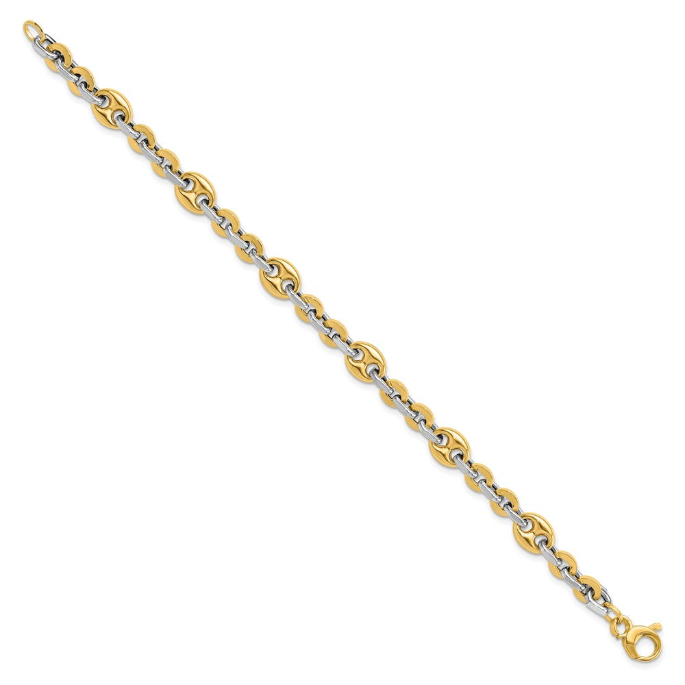 14K Two-tone Polished Fancy Link 7.5 in Bracelet
