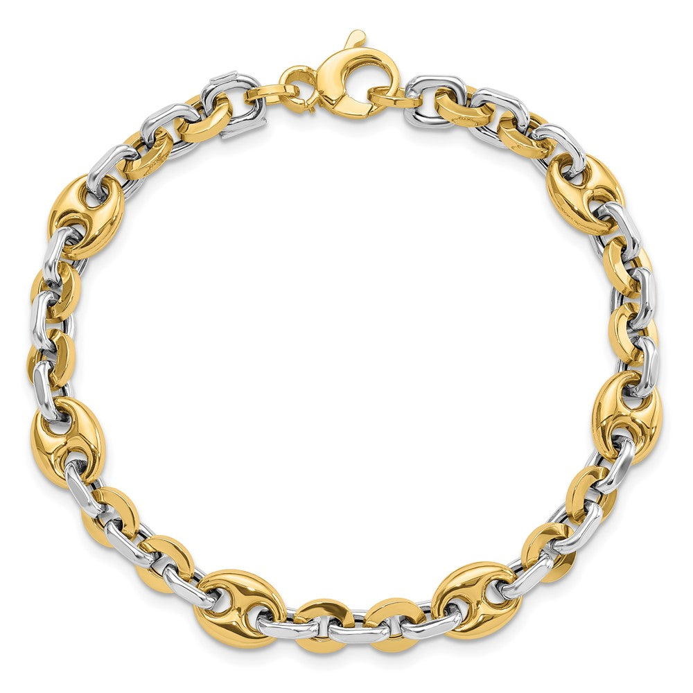14K Two-tone Polished Fancy Link 7.5 in Bracelet