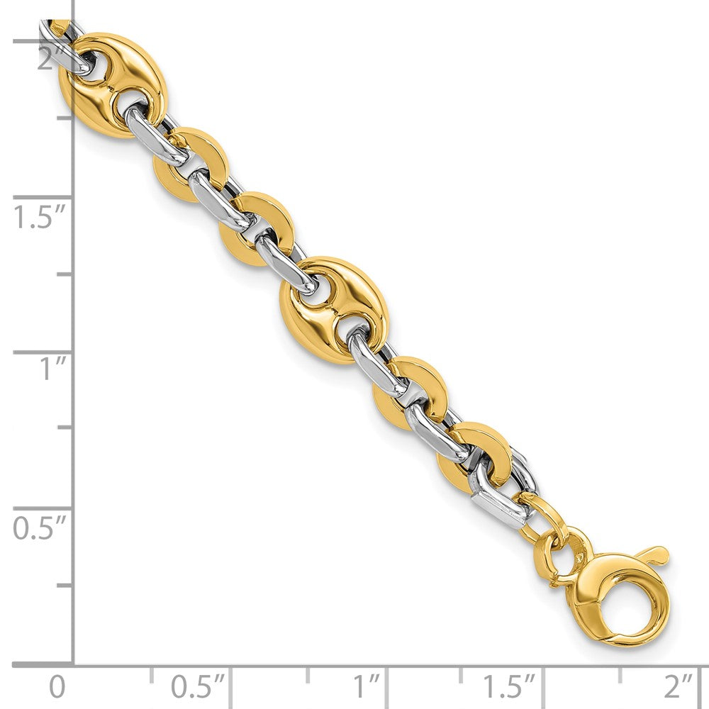 14K Two-tone Polished Fancy Link 7.5 in Bracelet