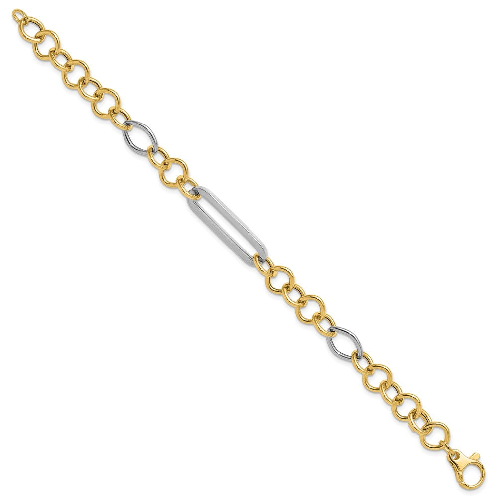 14K Two-tone Fancy Link Bracelet