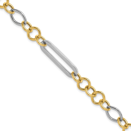 14K Two-tone Fancy Link Bracelet