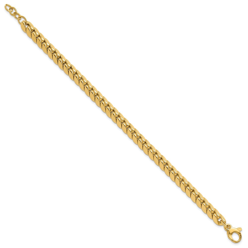 14K Polished 6.75mm Domed Fancy w/.5in ext. Bracelet