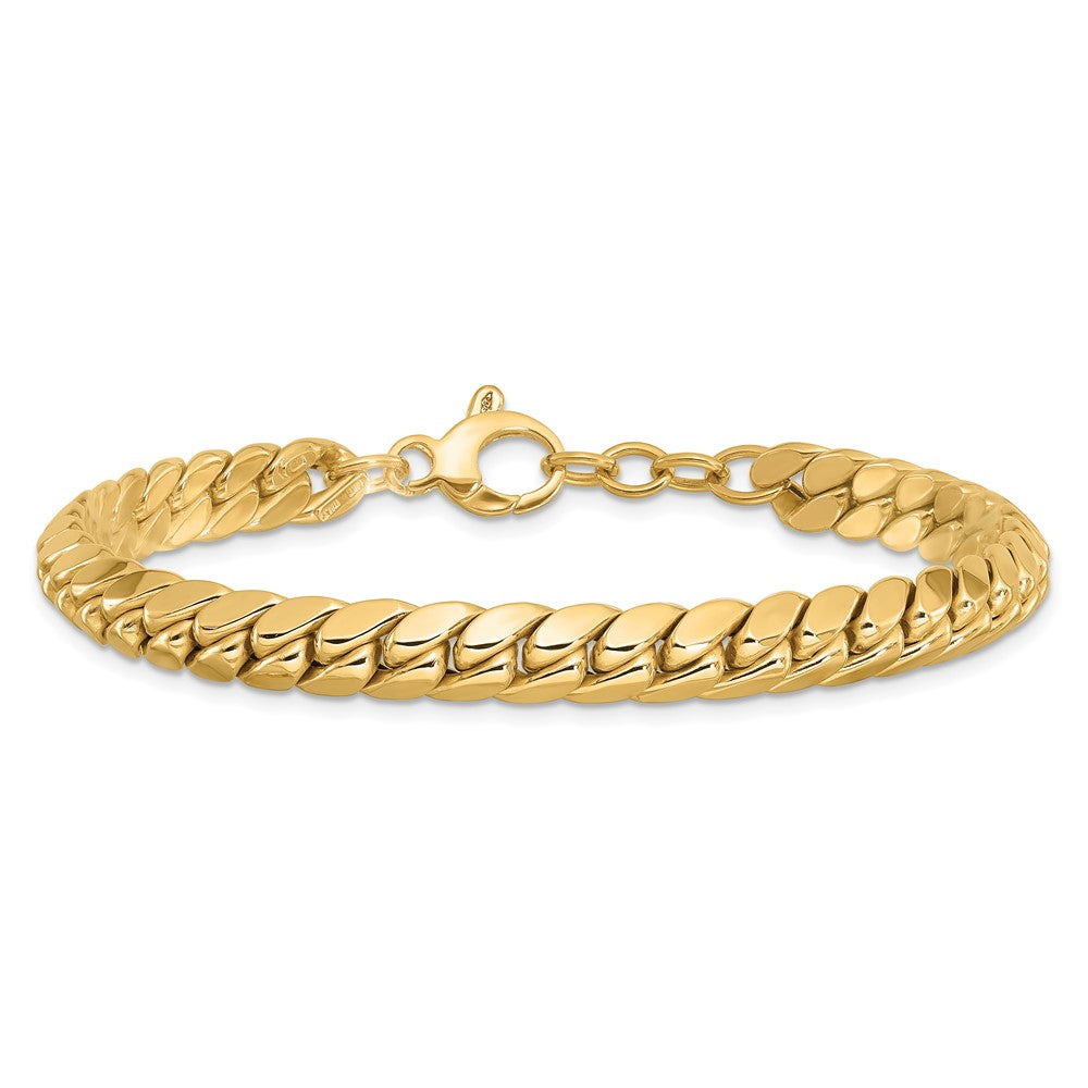 14K Polished 6.75mm Domed Fancy w/.5in ext. Bracelet