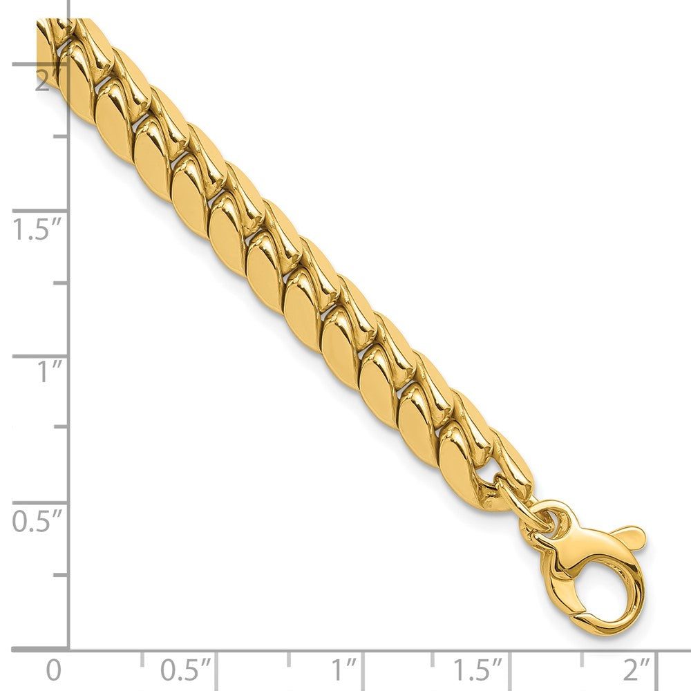 14K Polished 6.75mm Domed Fancy w/.5in ext. Bracelet