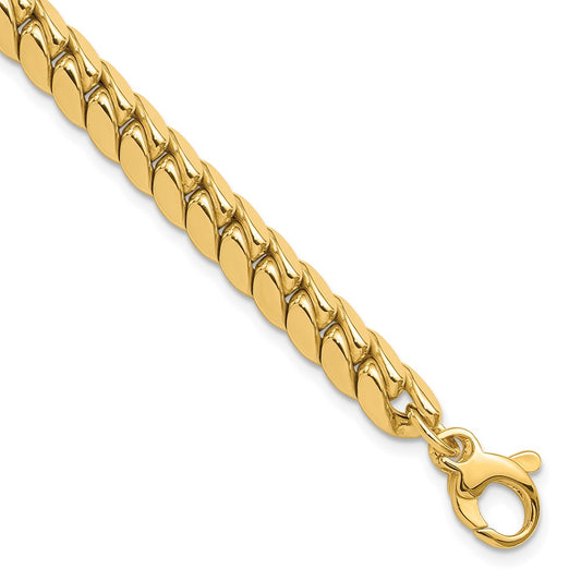 14K Polished 6.75mm Domed Fancy w/.5in ext. Bracelet