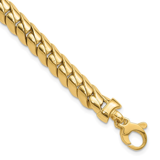 14K Polished Domed Fancy 7.5 in Bracelet