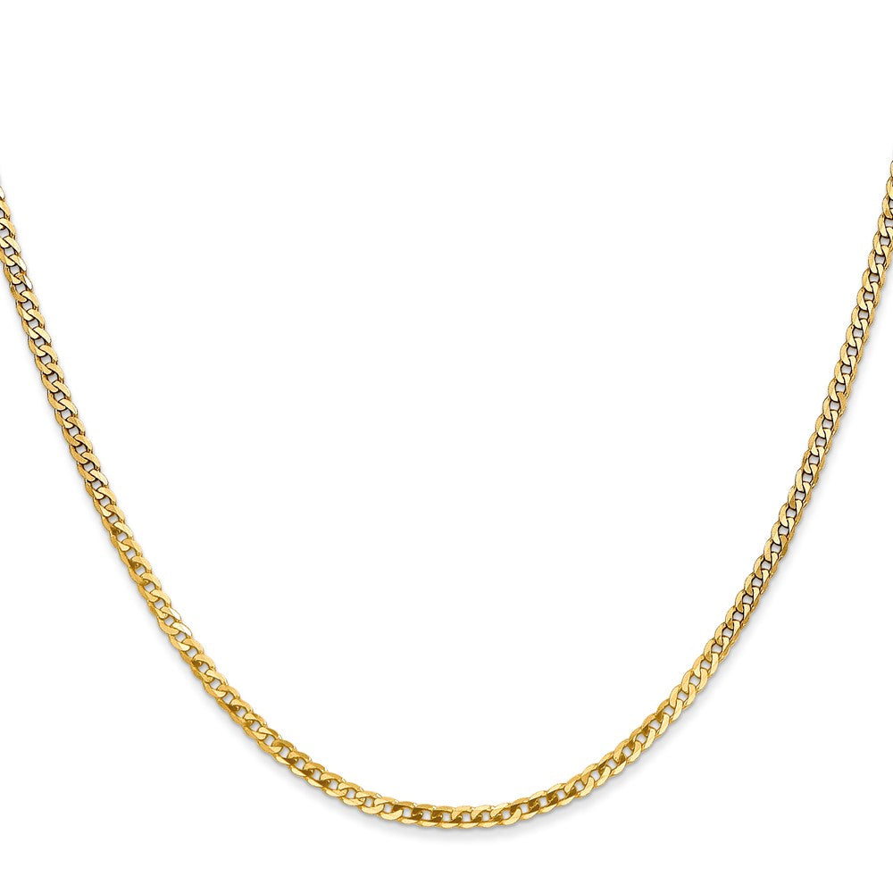 14K 30 inch 2.2mm Flat Beveled Curb with Lobster Clasp Chain