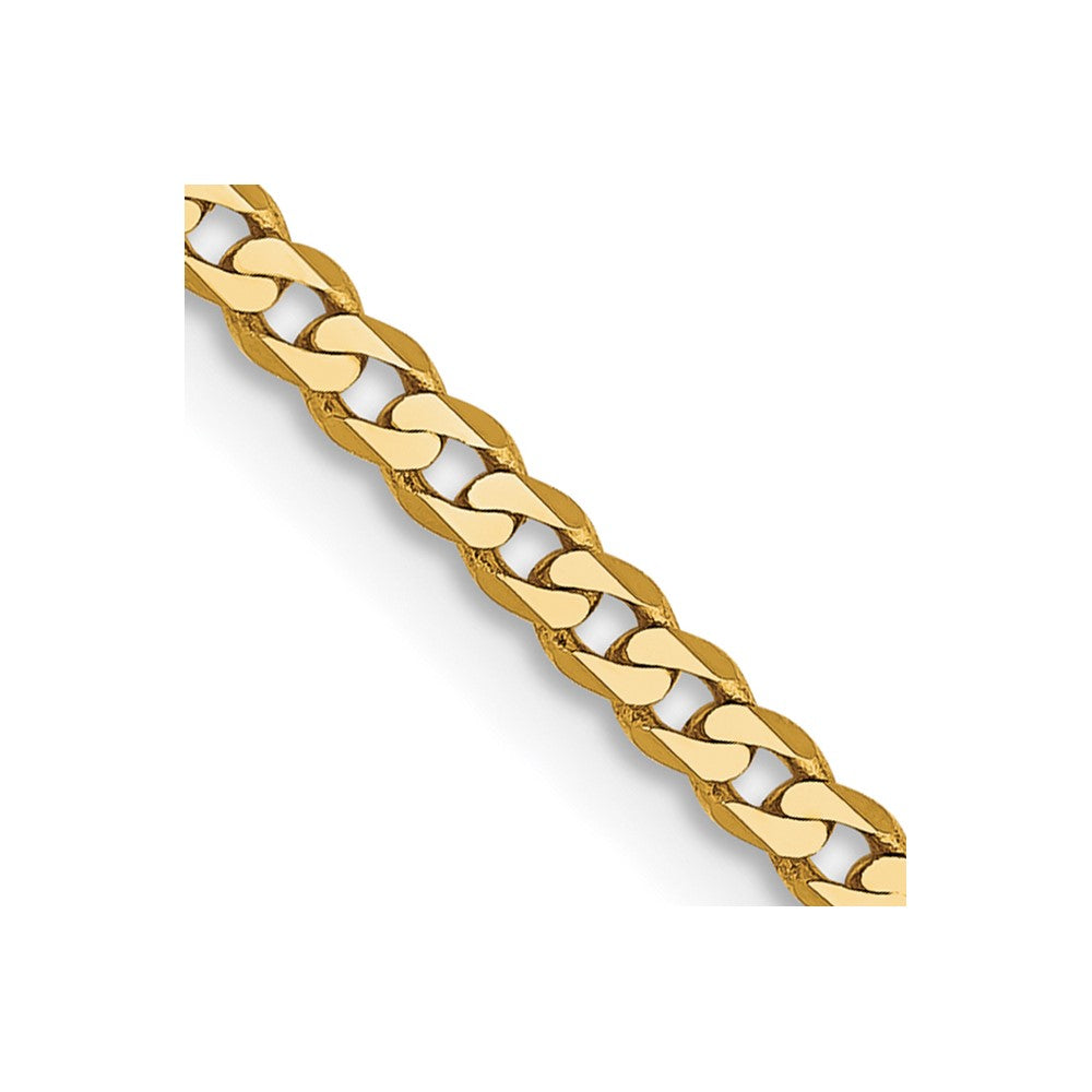 14K 28 inch 2.2mm Flat Beveled Curb with Lobster Clasp Chain