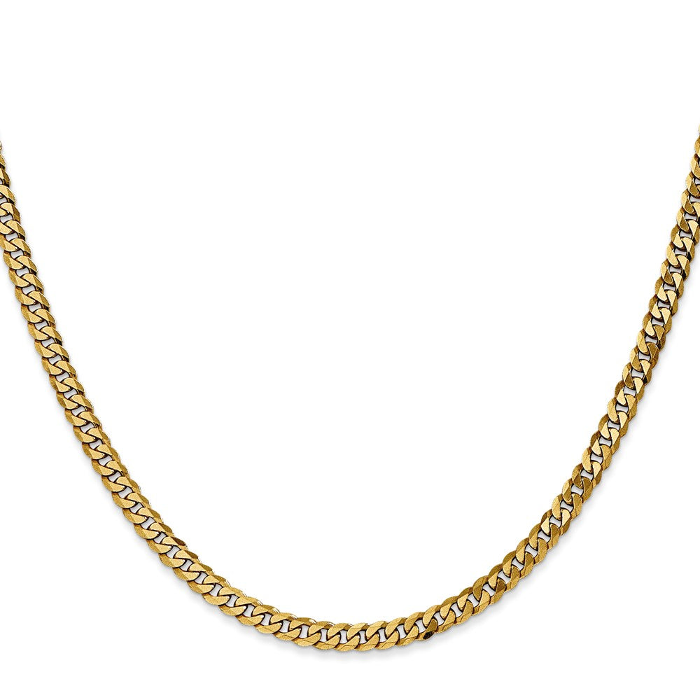 14K 30 inch 3.9mm Flat Beveled Curb with Lobster Clasp Chain